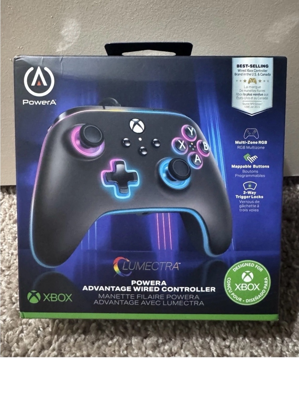 PowerA Lumectra Advantage Wired Xbox Controller - Black with RGB Accents